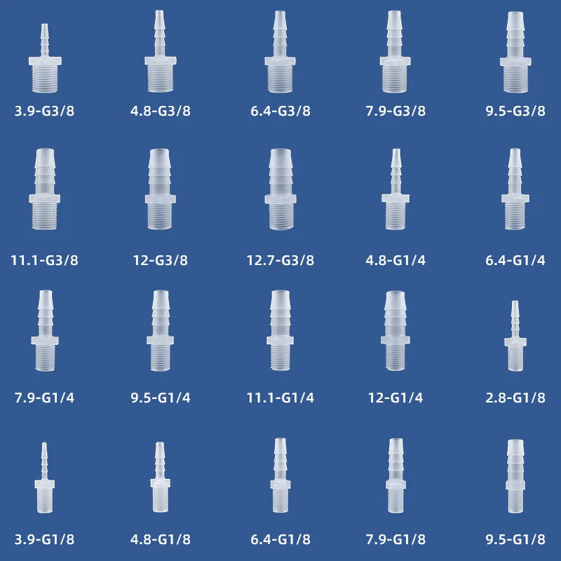 Plastic Barbed Hose Fitting with Male Thread — Straight Connector for Air, Fuel & Water