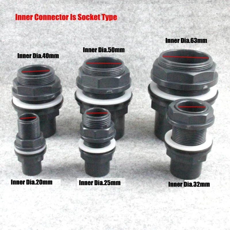 20mm~63mm Hi-Quality UPVC Water Tank Inlet Outlet Joint Overflow Pipe Fittings