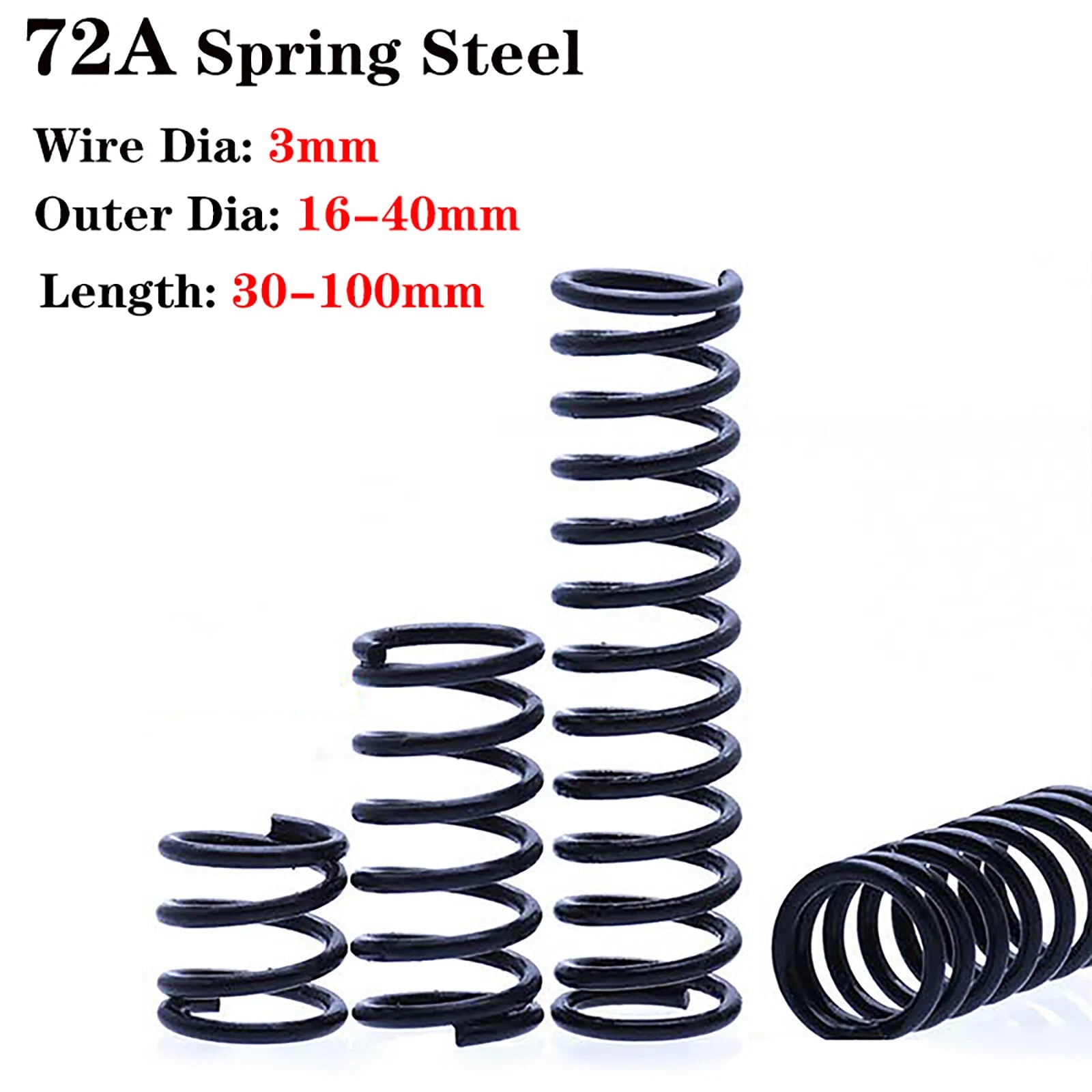 Compression Spring 16-40mm Diameter & 30-100mm Length Pressure Big 3mm Wire Dia
