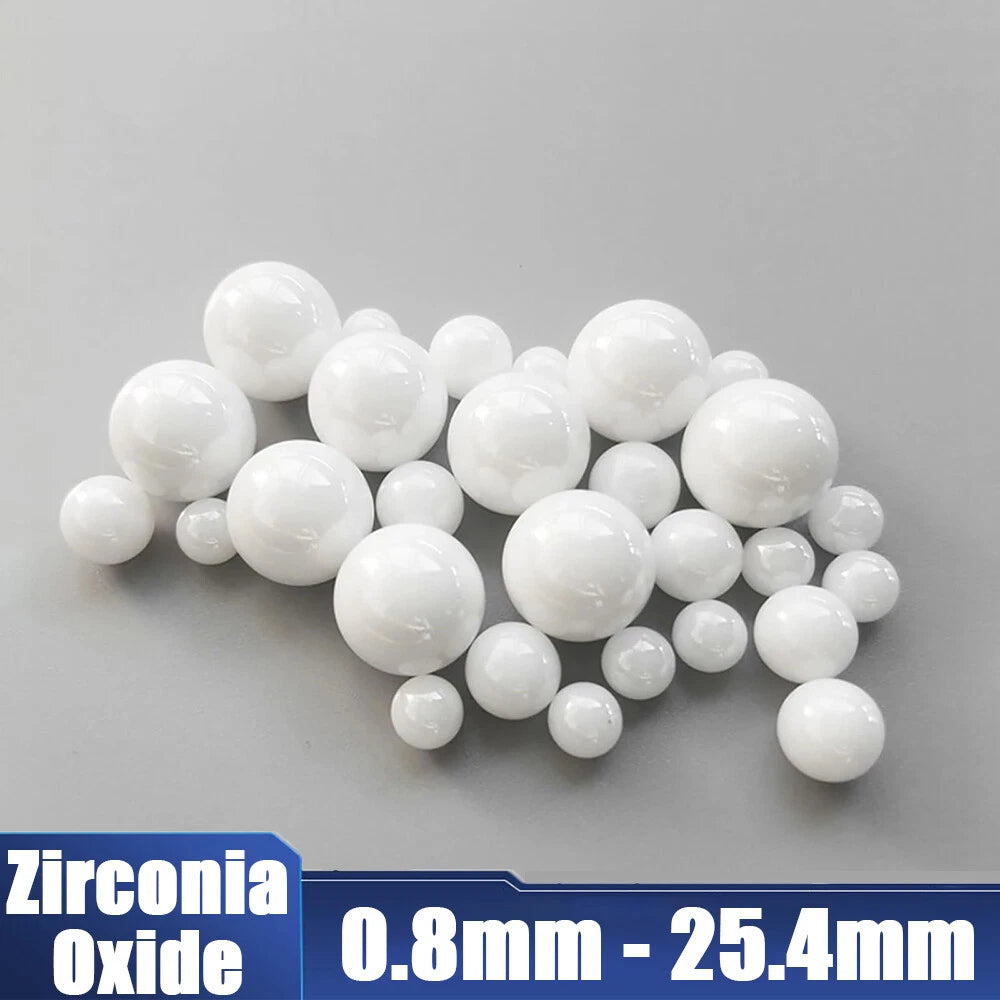 Grade 10 Zirconia (ZrO2) Ceramic Ball Bearings - 0.8mm to 25.4mm, Polished
