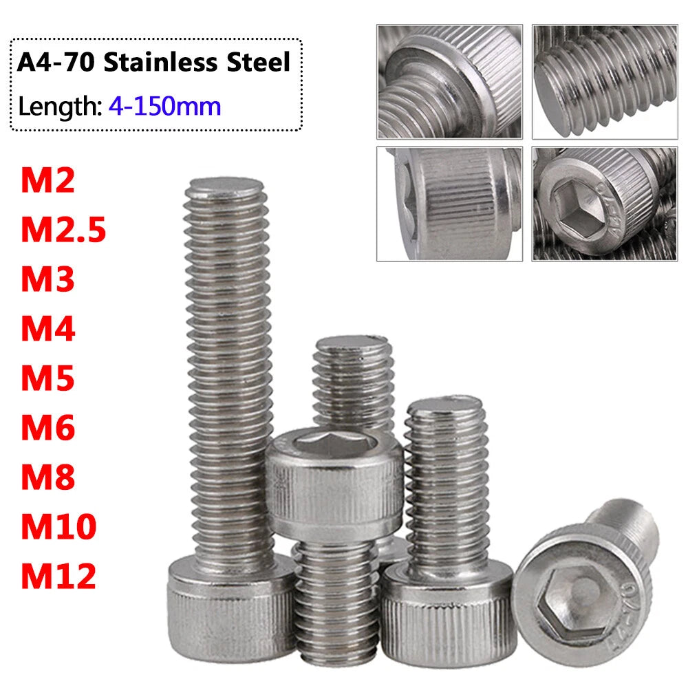 316 Stainless Steel Socket Cap Head Screws M2–M12 — Hex Allen Drive Machine Bolts