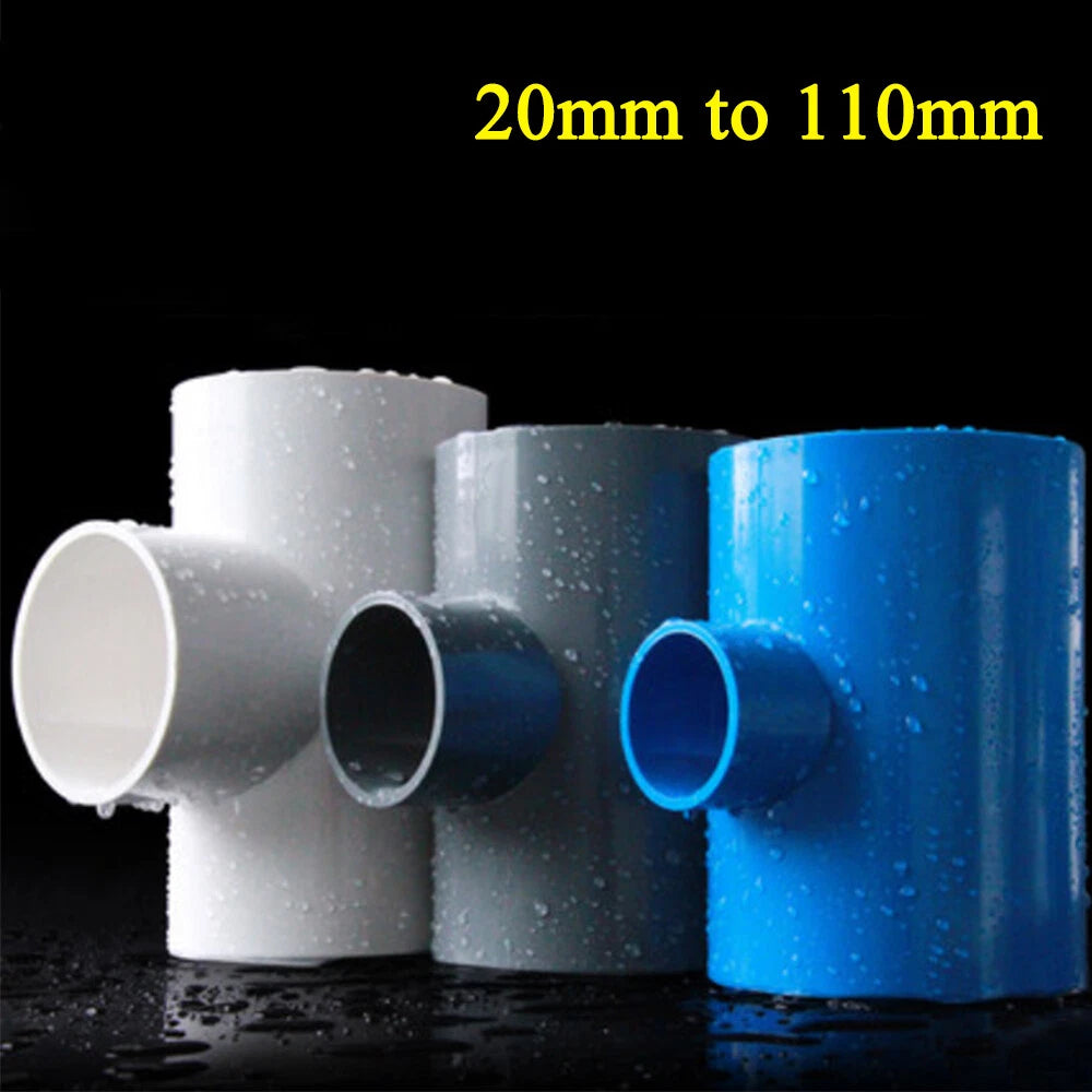 20mm to 110mm Reducing Tee Connectors PVC Plastic Pipe Fittings Blue White Gray