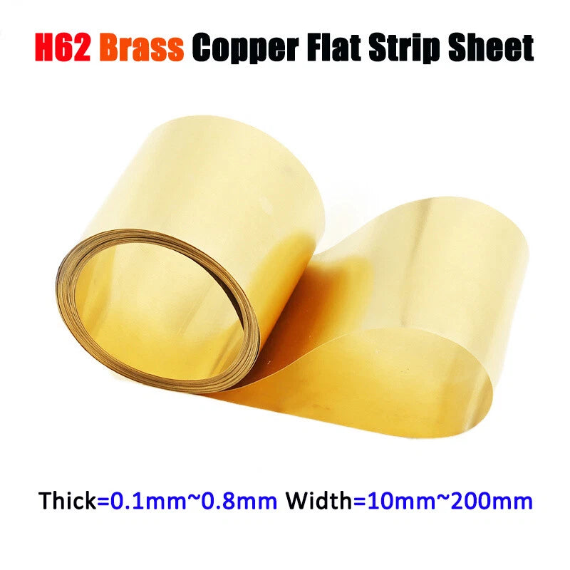 Brass Copper Flat Strip Sheet Metal Foil Sheet Thick 0.1~0.8mm × Width 10~300mm