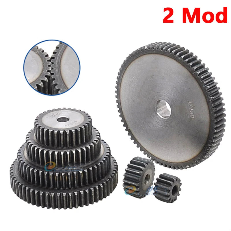 2 Mod 10T-70T Spur Gear 45# Steel Thickness 20mm Motor Pinion Transmission Gear