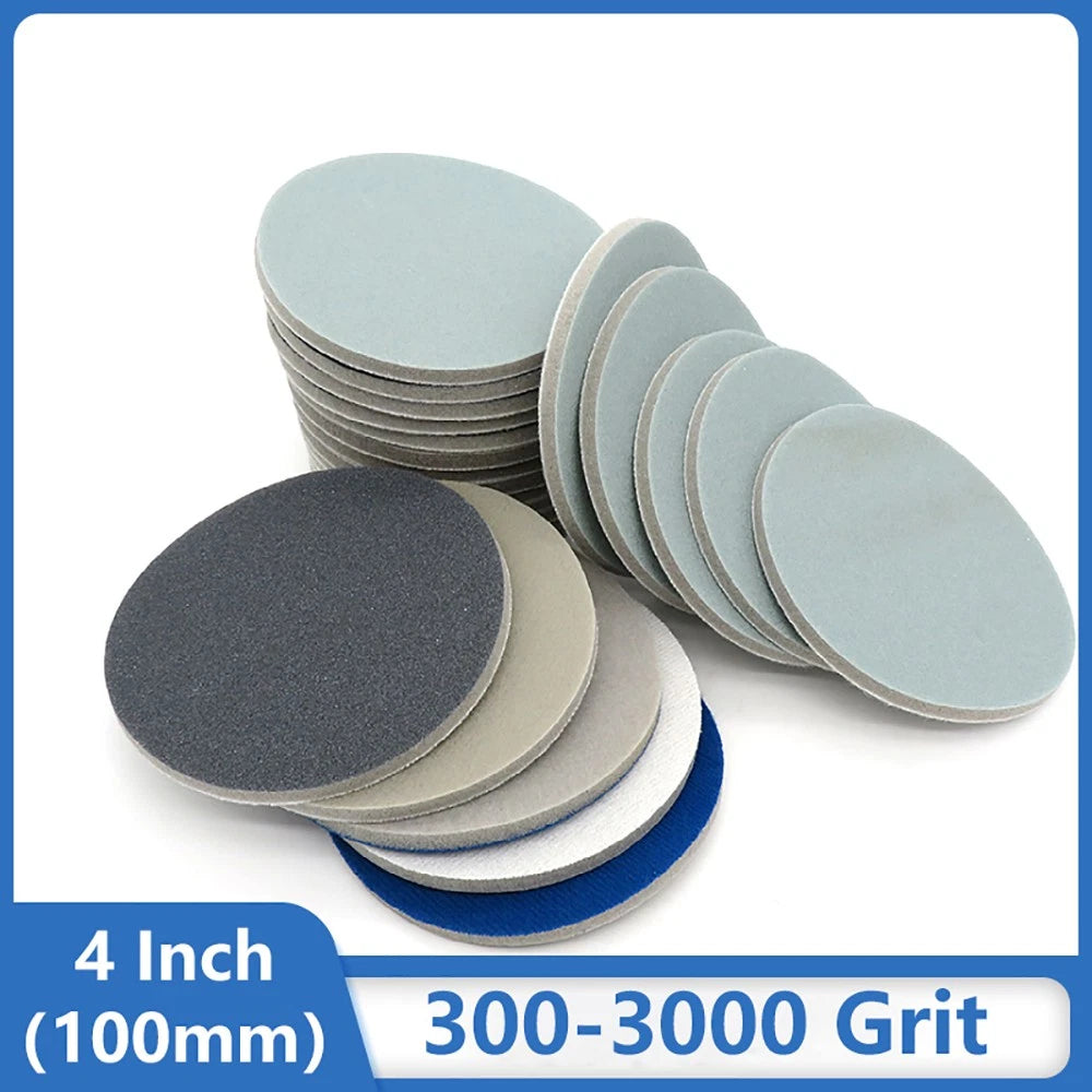 4 "(100mm)Hook & Loop Sponge Sandpaper Wet and Dry Sanding Discs 300-3000 Grit