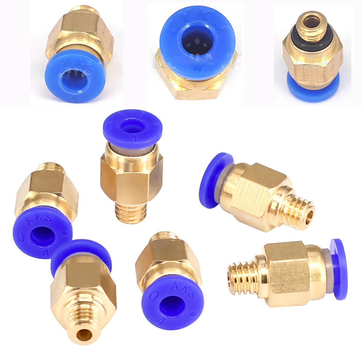 Pneumatic 4mm OD Tube x M5/M6 Male Straight Push-to-Connect Air Fitting