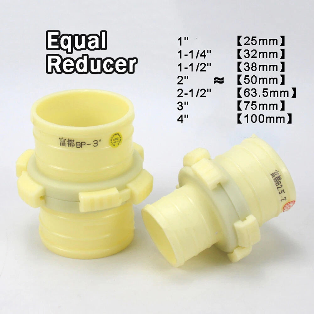 Plastic Hose Quick Connector Adapter with Clamp Snap — Equal & Reducer Garden Hose Pipe Fitting