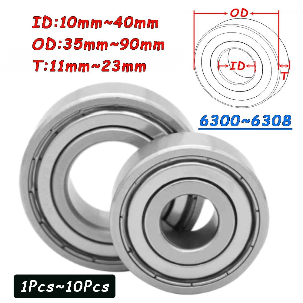 Deep Groove Ball Bearing 6300 ~ 6308 Metal Shielded Bearings Rotation Bearings