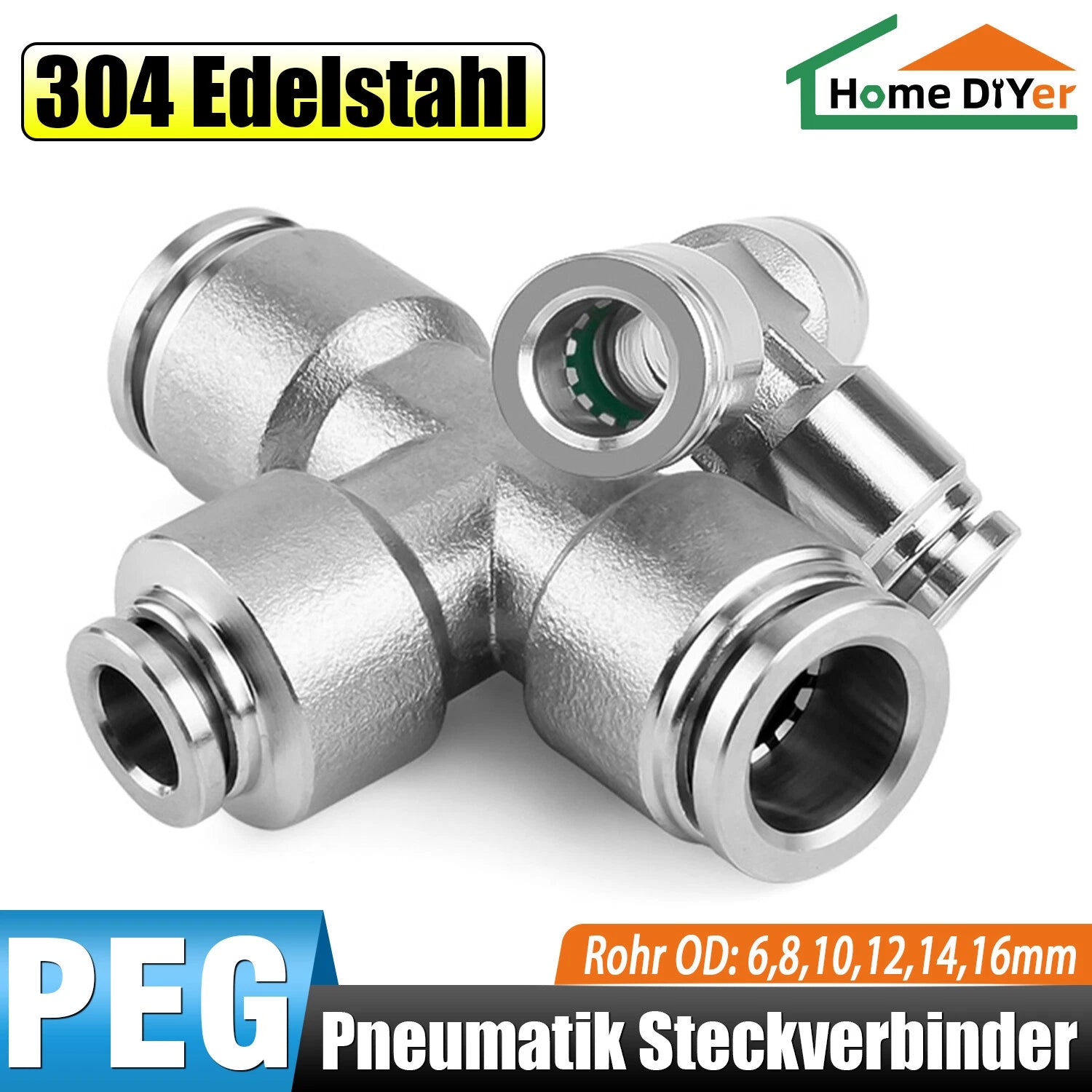 Stainless Steel Push-In Reducer Tee Fitting | Pneumatic Push Fit Connector