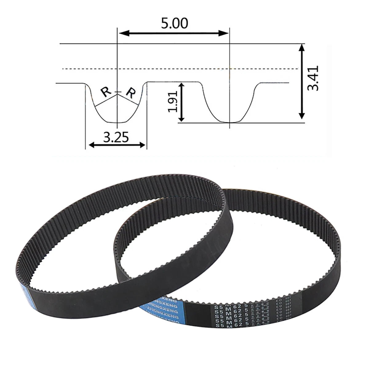 S5M Timing Belt — 5mm Pitch, 15/20/25mm Width, 250–2800mm Perimeter