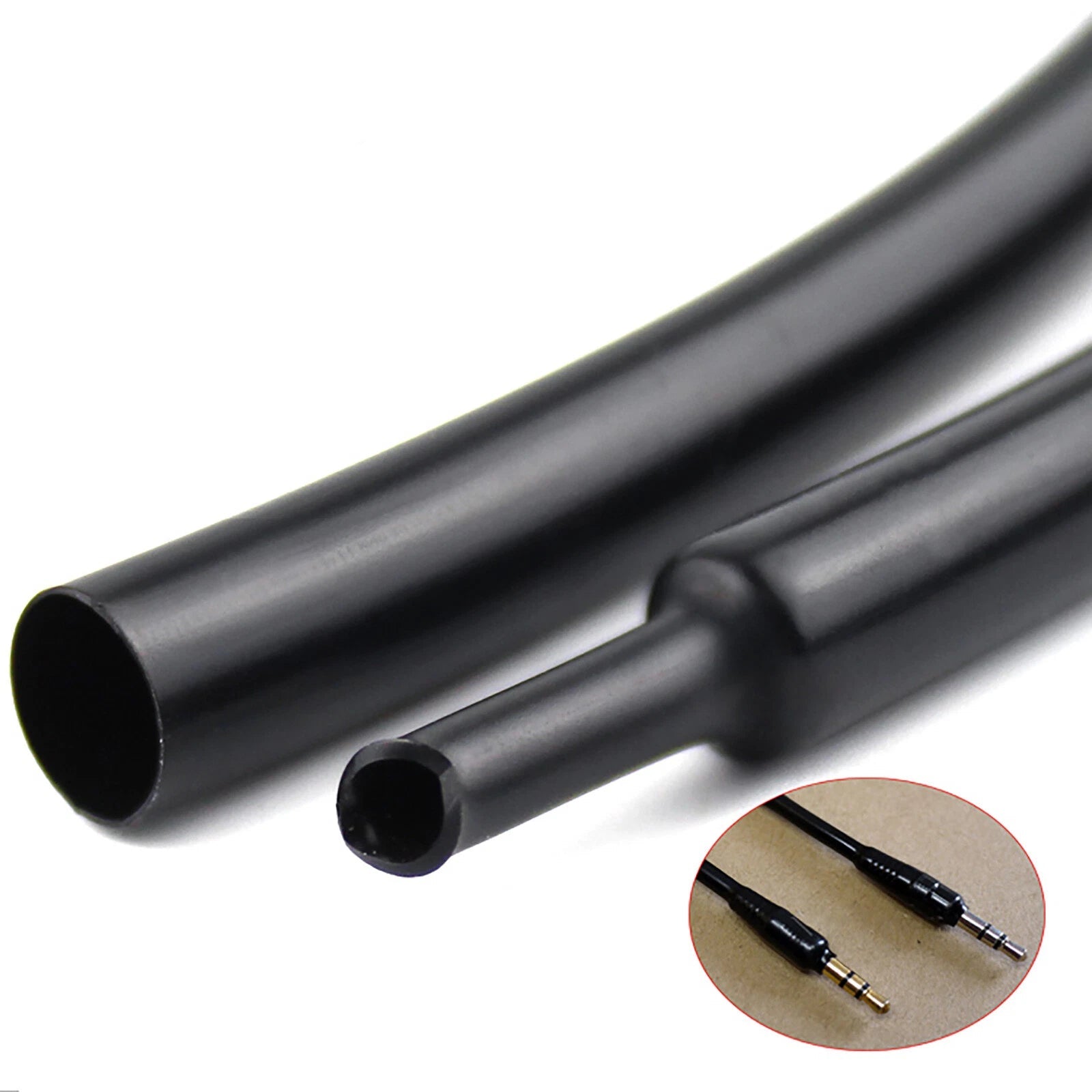 Black Heat Shrink Tubing 2:1 — Electrical Wire Sleeving for Audio, Headset & DIY Wiring