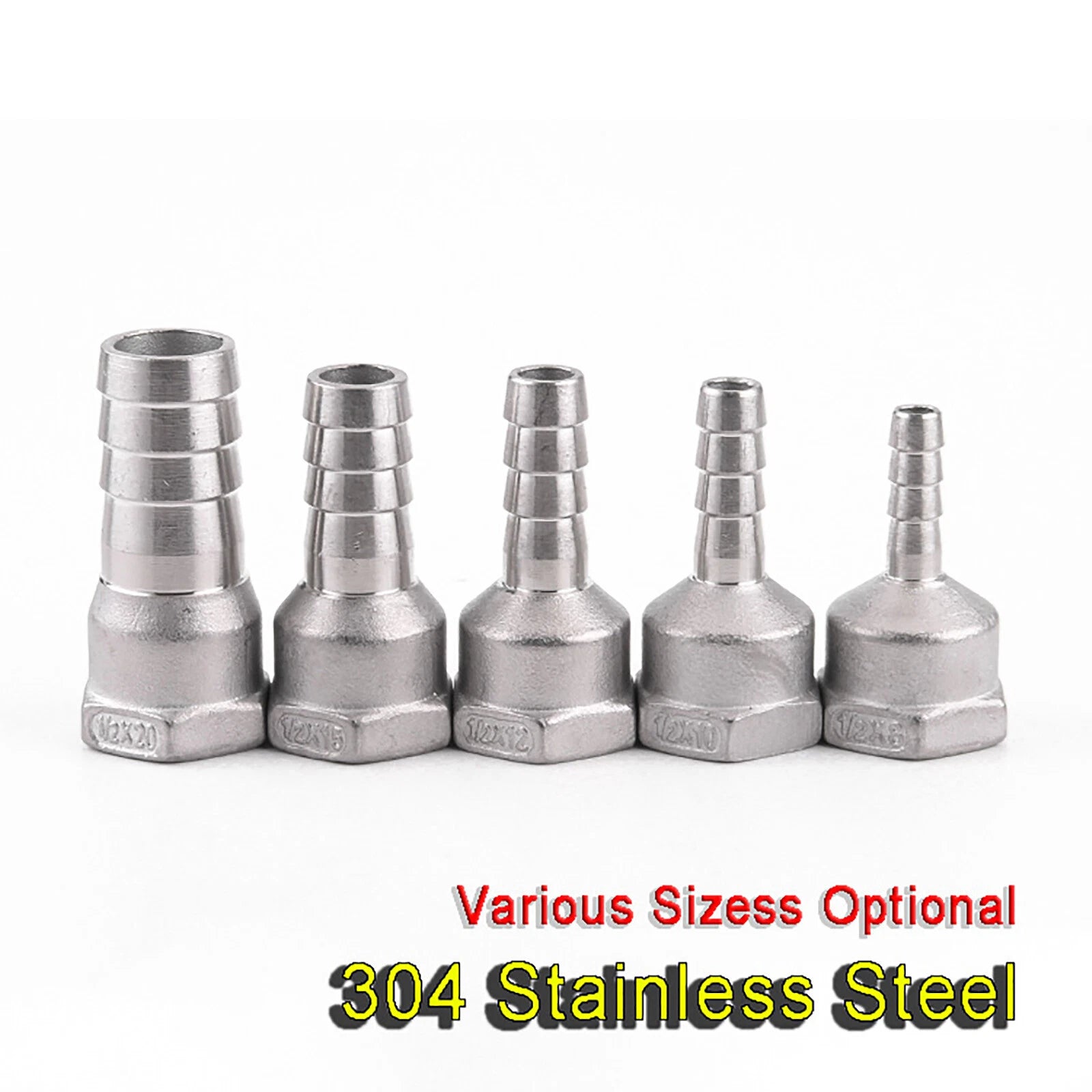 BSP Stainless Steel 304 Female Thread Hosetails Barbed Connector Pipe Fittings