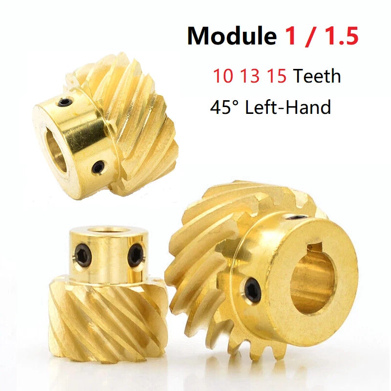 Brass Helical Gears Module 1-1.5 45 Degree 10 13 15 Teeth Motor Pinion Gear