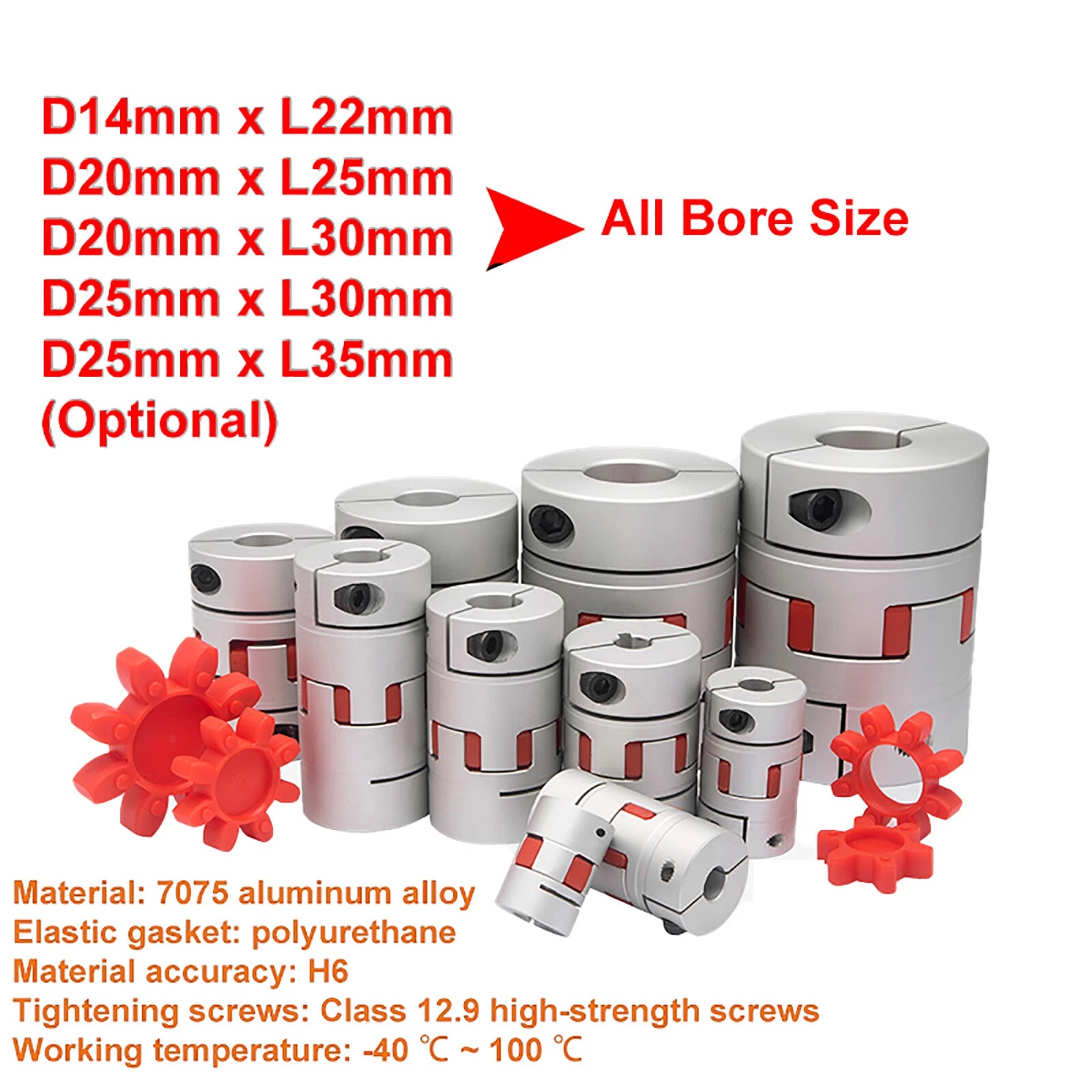 CNC Shaft Coupler Flexible Plum Coupling Stepper/Servo Motor 14/20/25mm All Bore