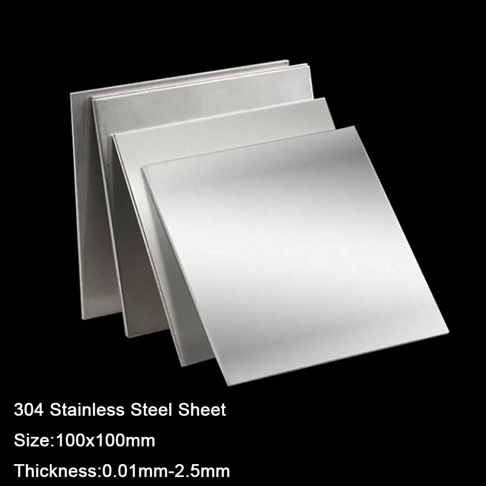 304 Stainless Steel Thin Plate Sheet 100x100mm Thick 0.01/0.02/0.03/0.04mm-2.5mm