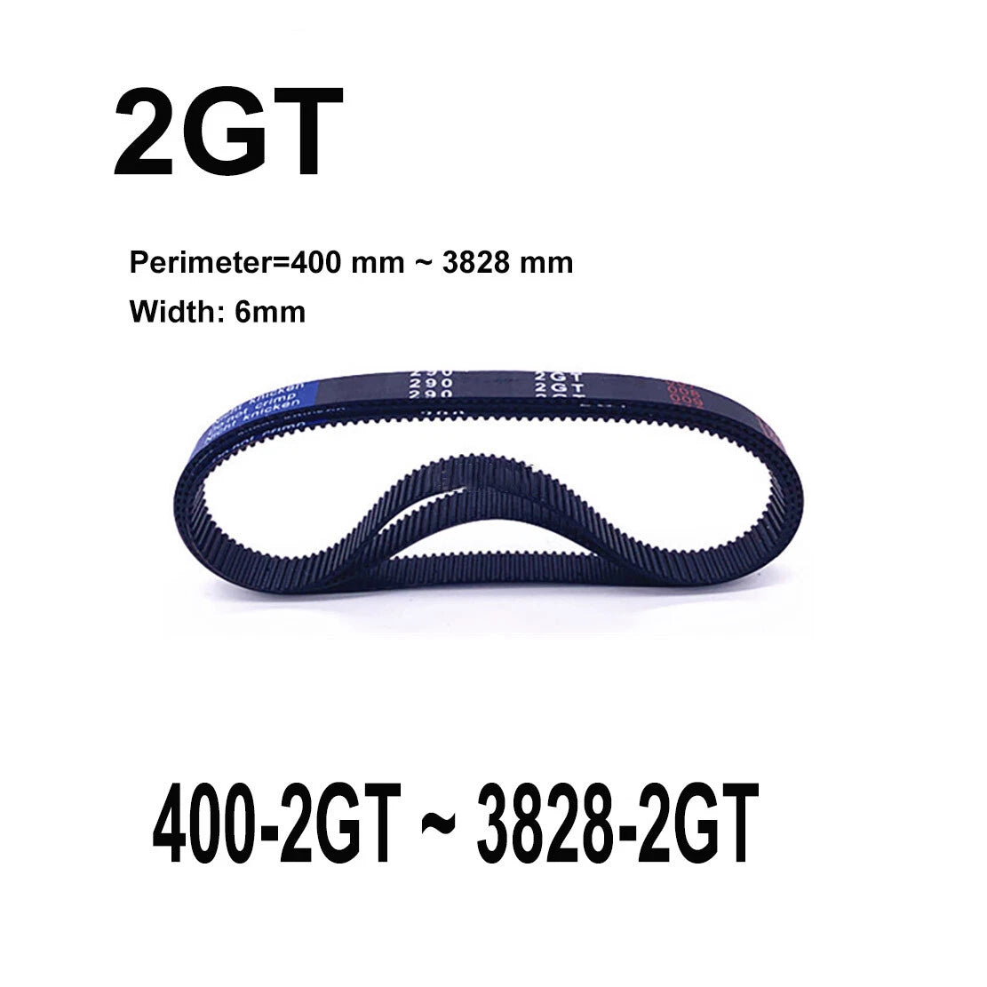 2GT Timing Belt 6mm Wide – Closed Loop Synchronous Belt (400–3828mm Perimeter)
