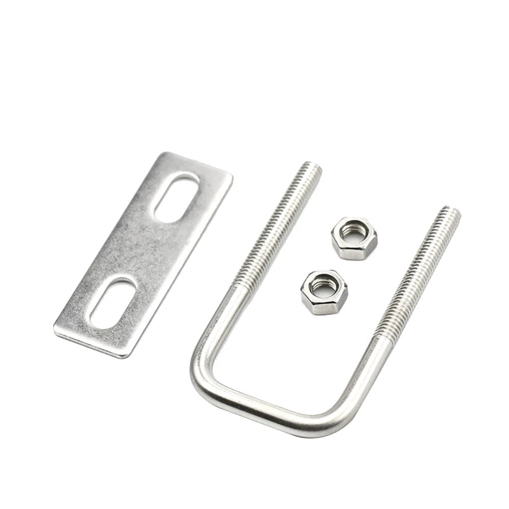 M6 M8 M10 U-Bolt with Plate and Nut — Stainless Steel 304, Multiple Sizes