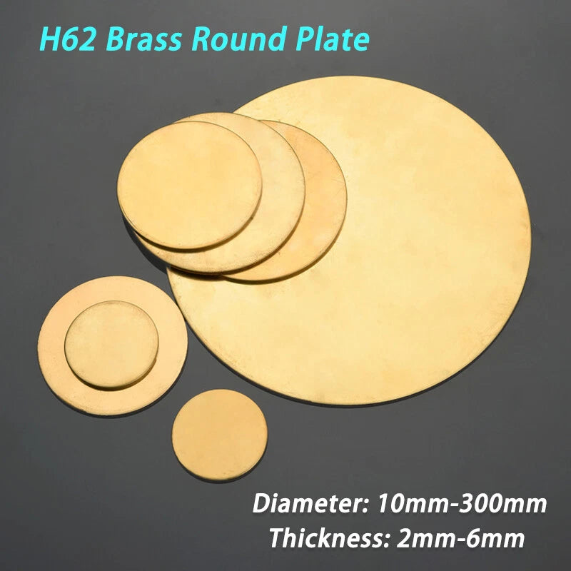 H62 Brass Round Plate Sheet Brass Metal Solid Discs Dia 10mm-300mm Thick 2mm-6mm