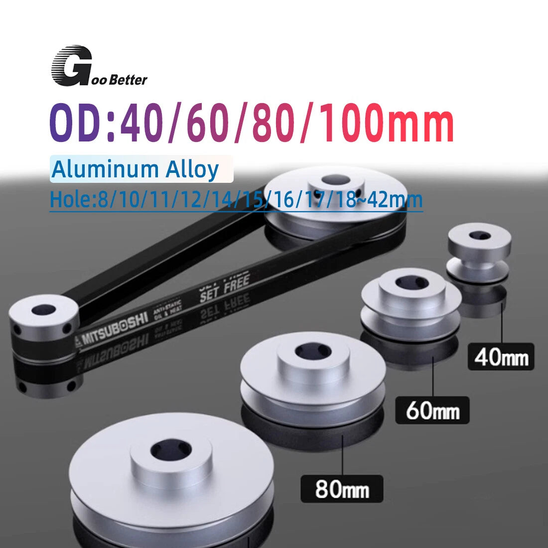 Aluminium V-Groove Pulley 1 Groove OD 50/60/80/100mm for B-type Belts Pulleys