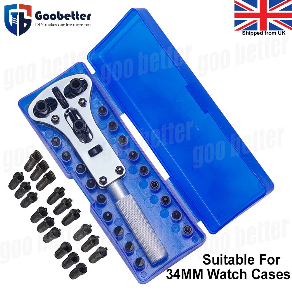 For 34MM Watch Back Case Opener Screw Wrench Cover Remover Cases Repair Tool Kit
