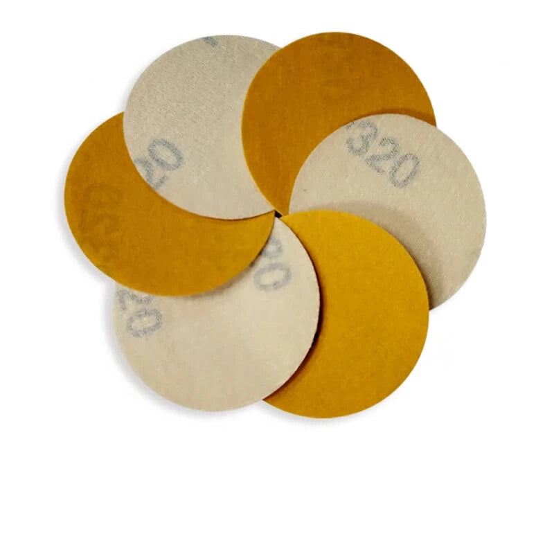 2" 50mm Yellow Dry Sandpaper Sheet Sanding Discs Polishing 240 320 500 Grit