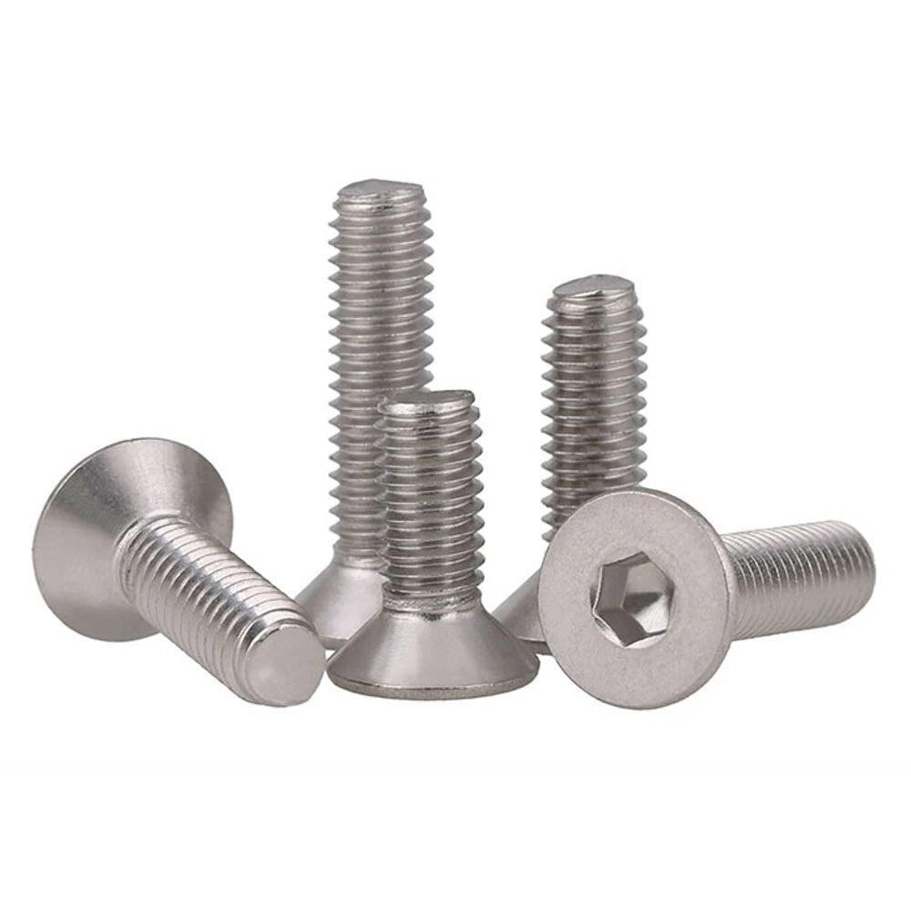 M2–M12 Countersunk Socket Screws, A2 Stainless Steel Allen Hex Flat Head Machine Bolts