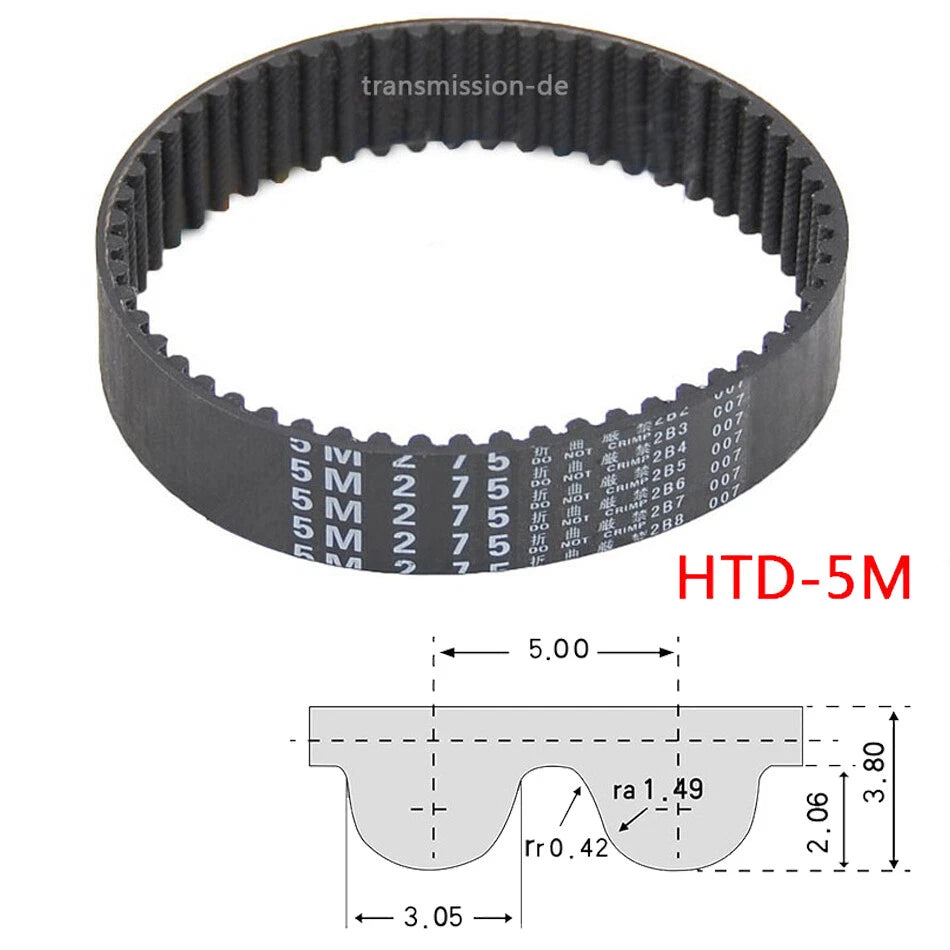 HTD 5M Timing Belt – Closed Loop Rubber Drive Belt, 500–790 mm Perimeter, 10–30 mm Wide