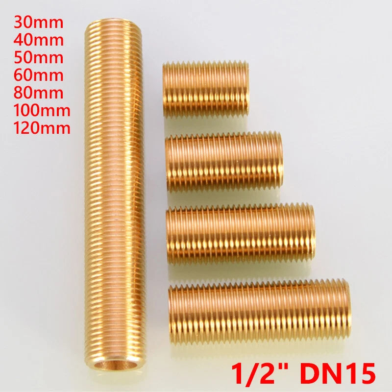 1/2" DN15 Male Thread Brass Pipe Extender Nipple | 30mm–120mm