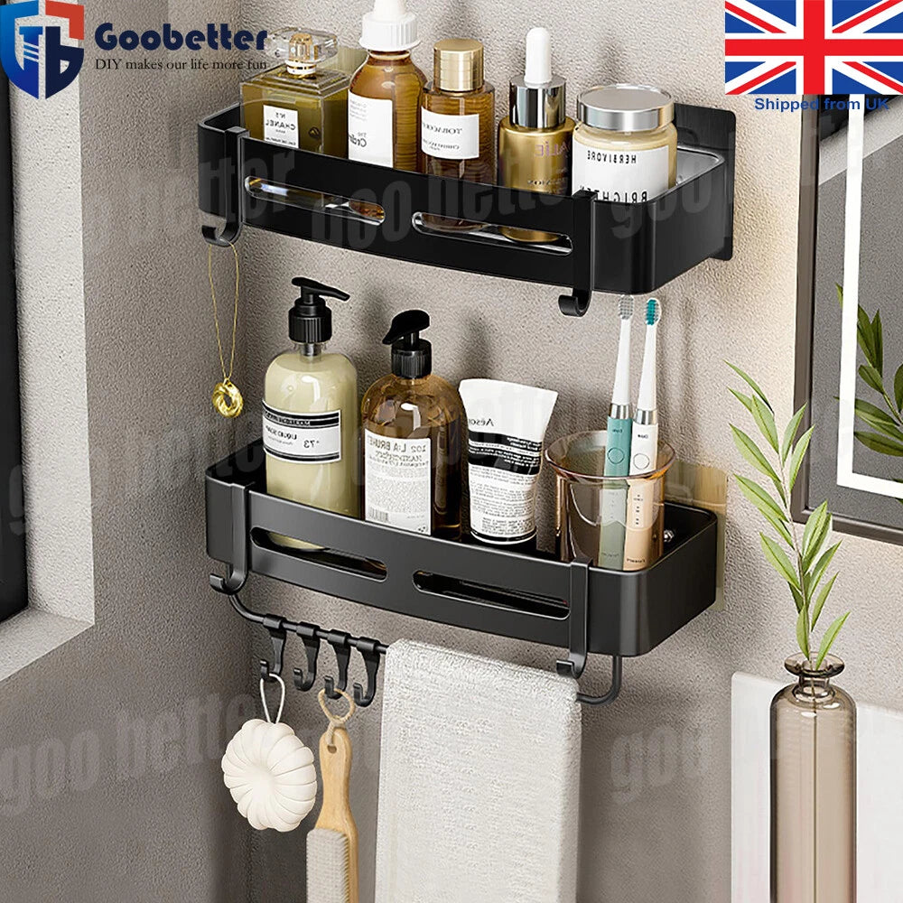 Wall Mounted Shower Shelf Caddy Adhesive No Drilling Bathroom Shower Storage