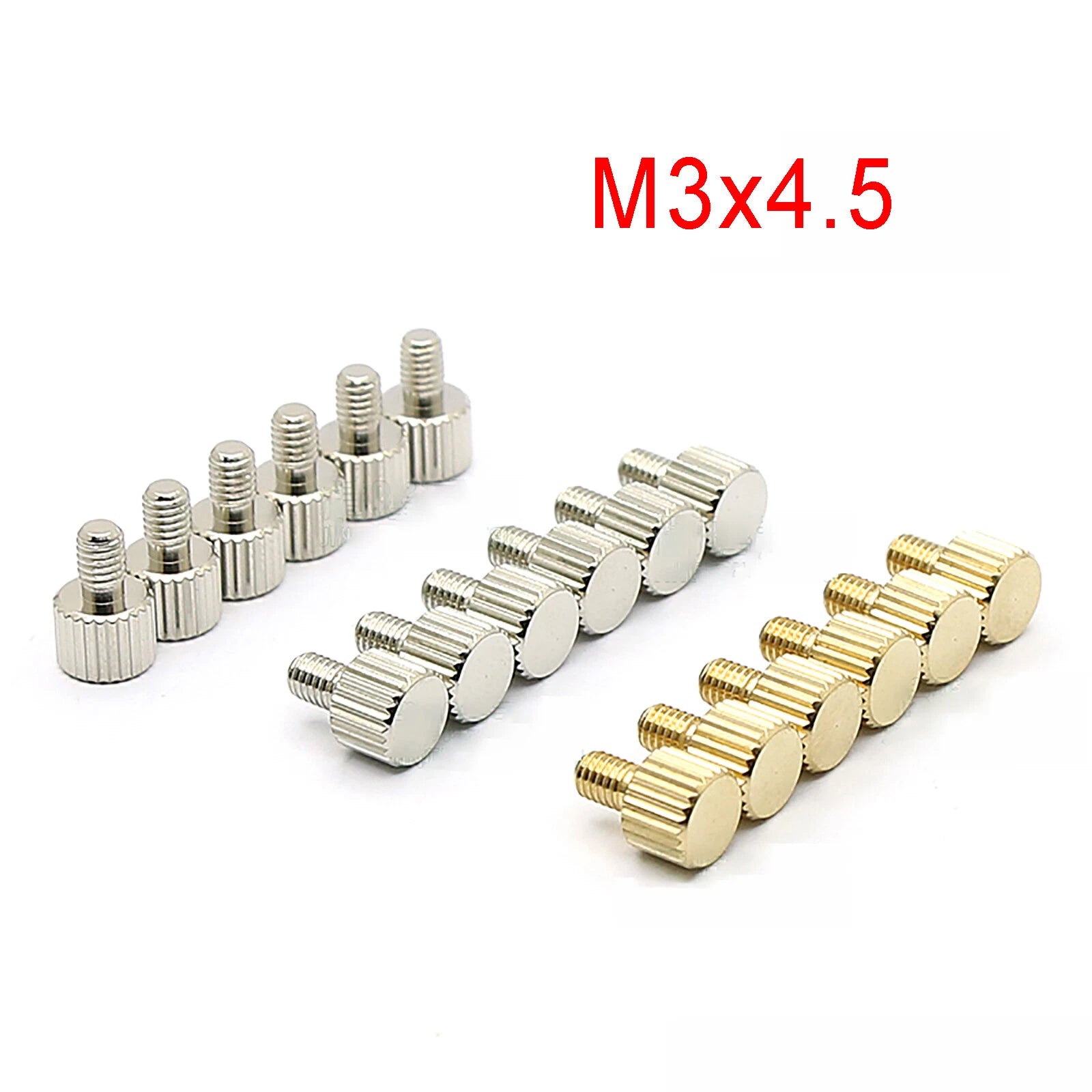Brass Knurled Thumb Screws M3×4.5mm — Flat Head Hand-Tighten Bolts for Slingshot Sight & Grip Knobs