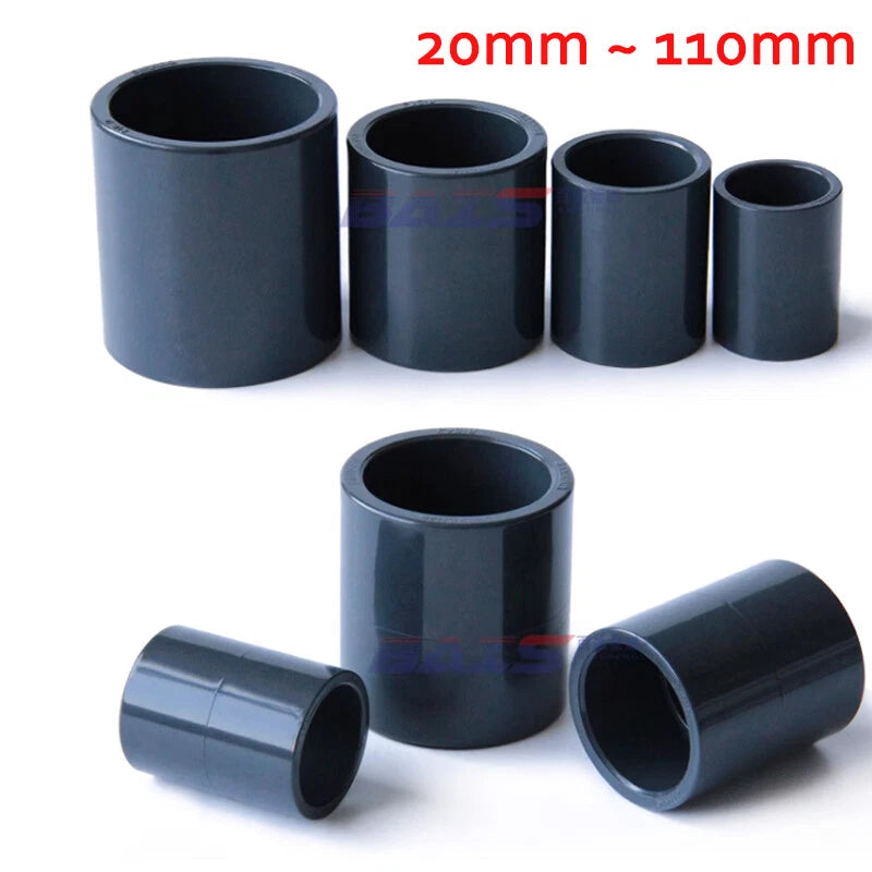 PVC Straight Pipe Coupling — Socket Slip Joint Fitting, ID 20mm–110mm