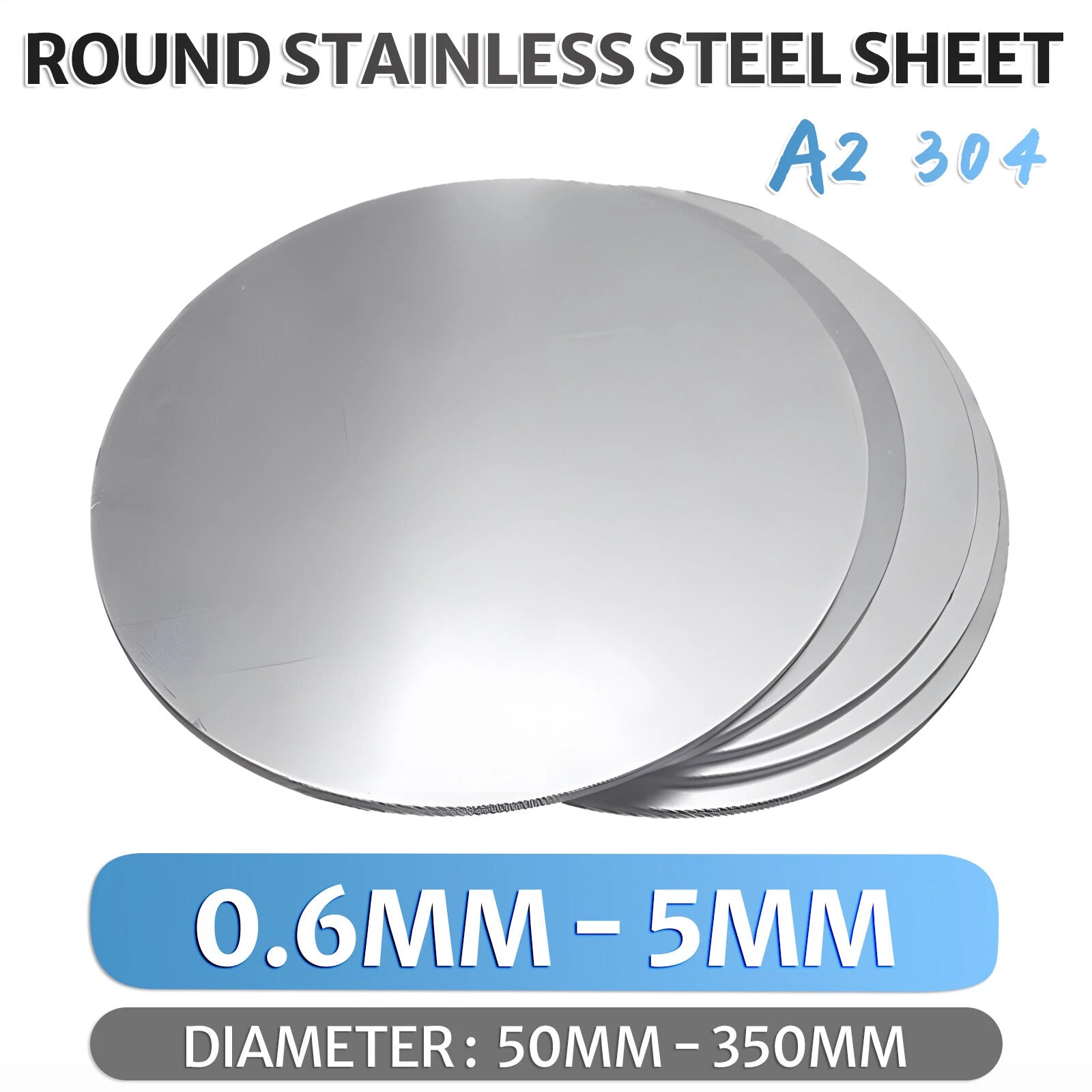 Brushed STAINLESS STEEL Blank Round DISC 304 Grade Sheet Metal Plate Laser Cut
