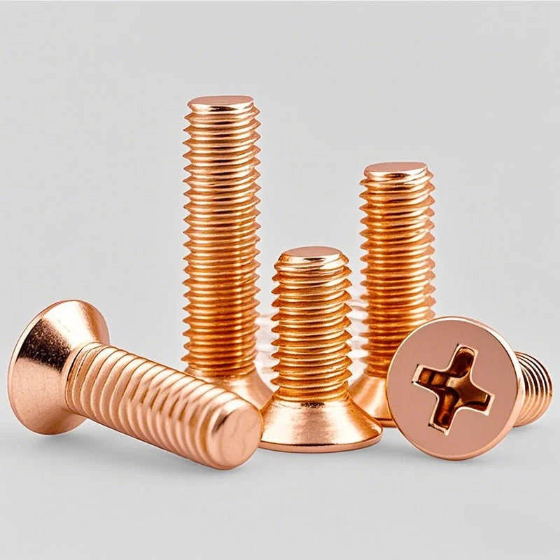Pure Copper Phillips Countersunk Machine Screws – M2 M2.5 M3 M4 M5 M6 M8 M10 (T2, Full Thread)