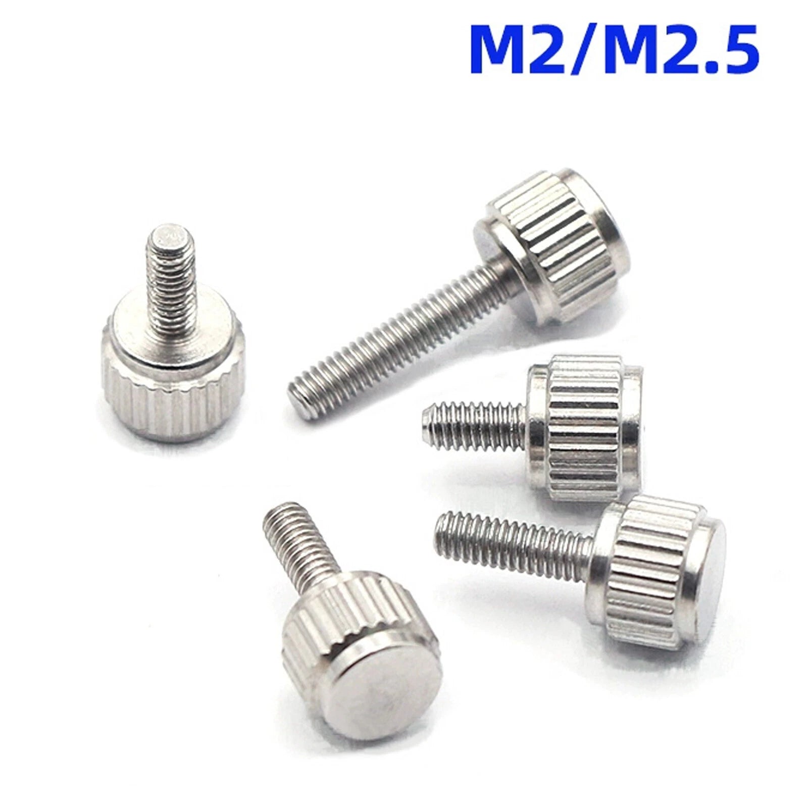 M2 M2.5 Knurled Thumb Screws, 303 Stainless Steel Round Knob Hand-Tighten Bolts