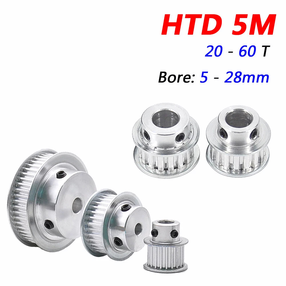 5M Timing Belt Pulleys with Hub Bore 5-28mm 20-60 Tooth For 15mm Width Belts CNC