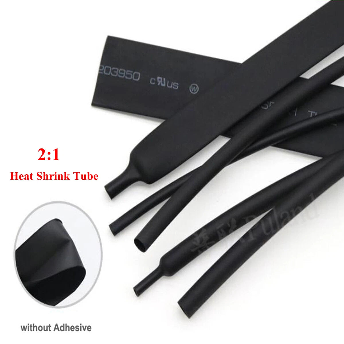 Black Heat Shrink Tubing 2:1 — Electrical Wire Sleeve, Round & Flat Tube, φ0.6mm–φ180mm