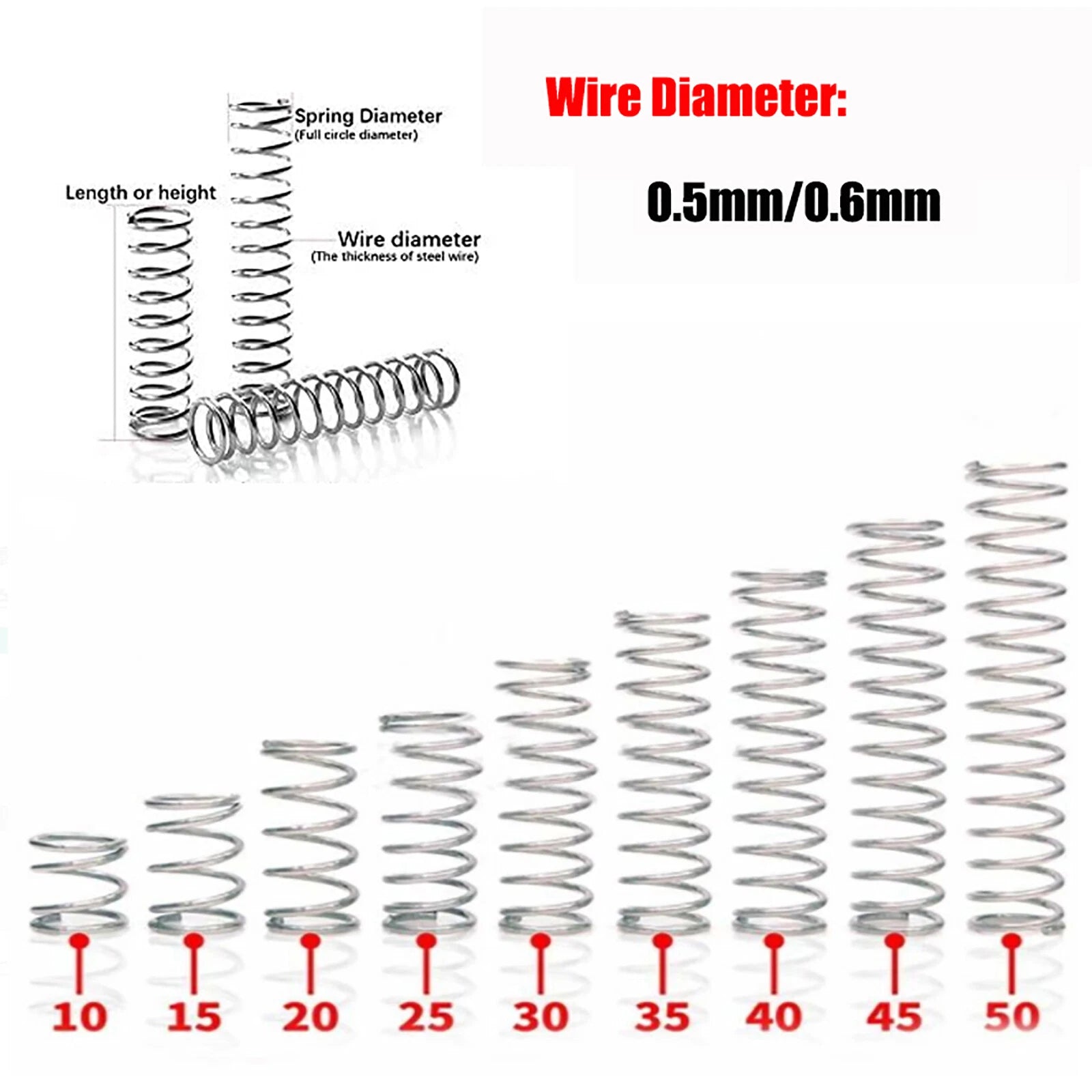 304 Stainles Steel Compression Spring Pressure Small Spring Wire Dia 0.5mm-0.6mm