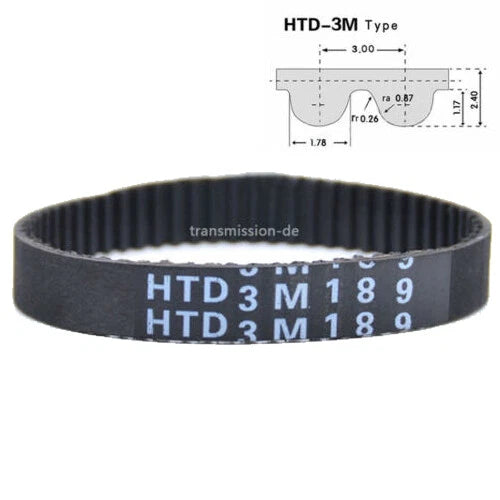 HTD 3M Closed Loop Timing Belt — 87mm to 495mm, 10mm / 15mm / 20mm Wide