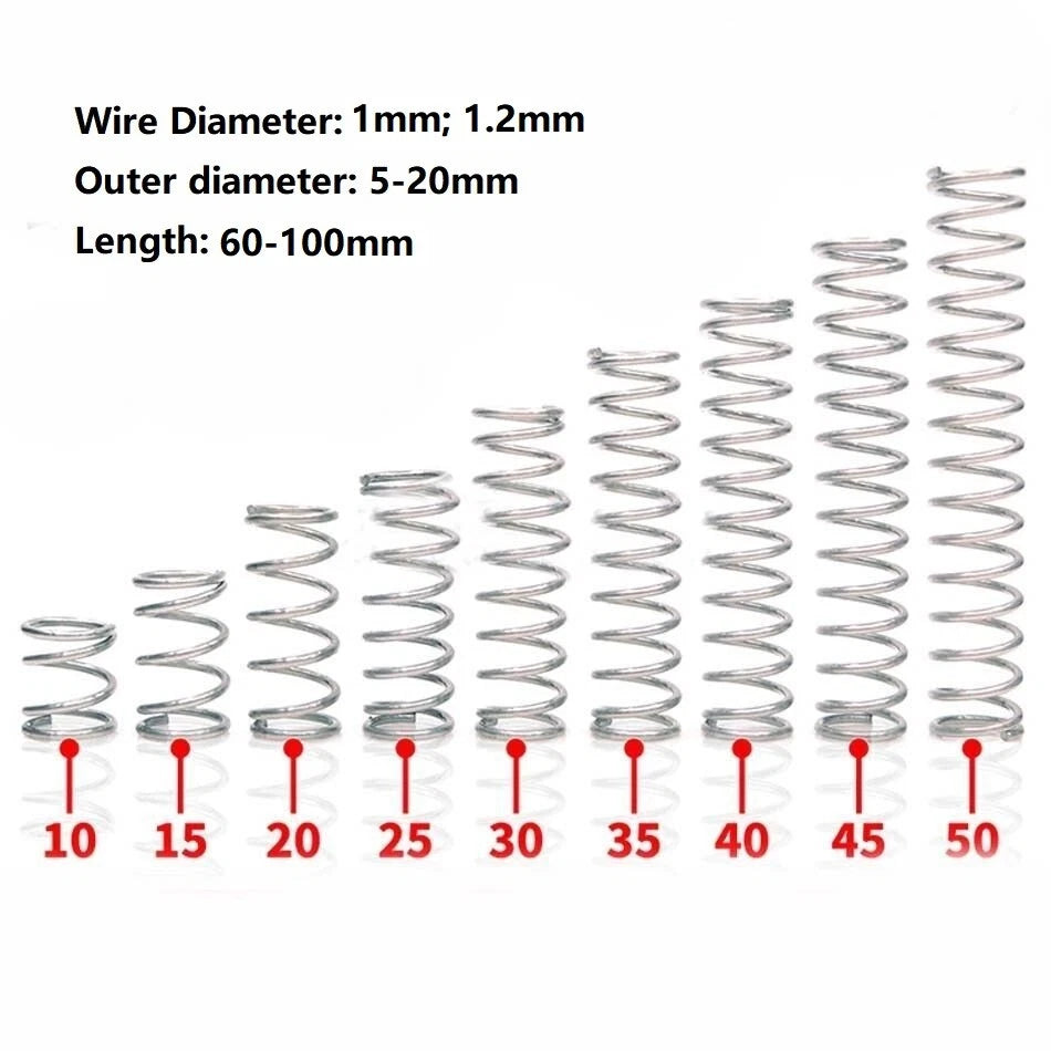 Wire Dia.1 1.2mm OD 5-20mm Length 60-100mm Small Spring Compression Spring Steel