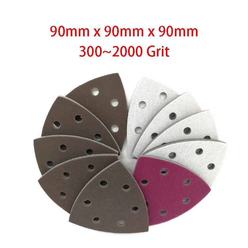 Triangle Sandpaper Sheets for Electric Mouse Sander 90mm Palm Foam Sanding Pads