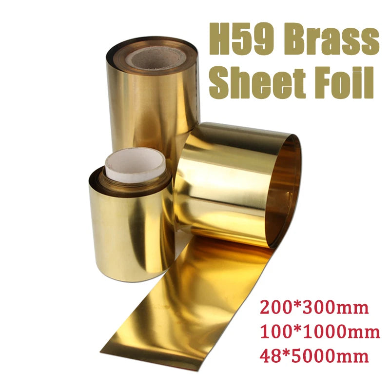 H59 Brass Sheet Foil Strip Roll 200*300mm/100*1000mm/48*5000mm Thick: 0.02-0.5mm