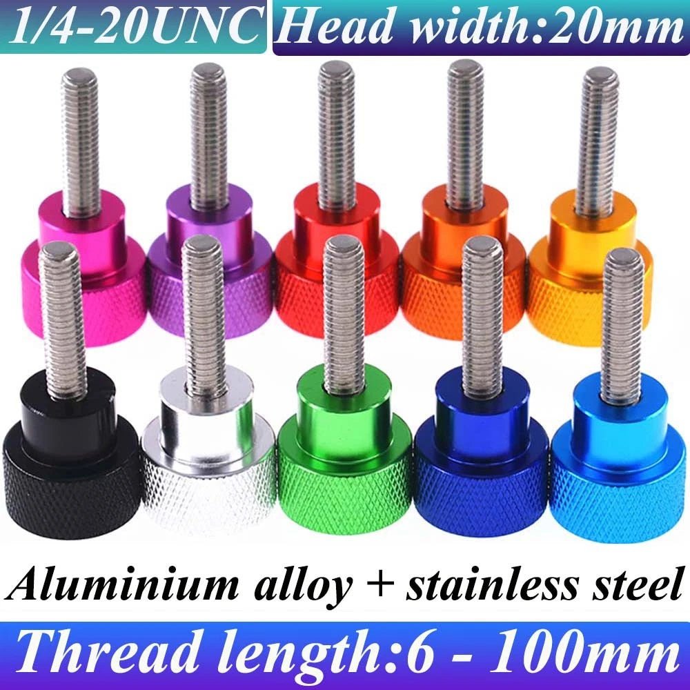 1/4 - 20 UNC Knurled Thumb Screws – Step Hand Grip Knob Bolts, Head Width 20mm, 10 Colors - HomeDIYer