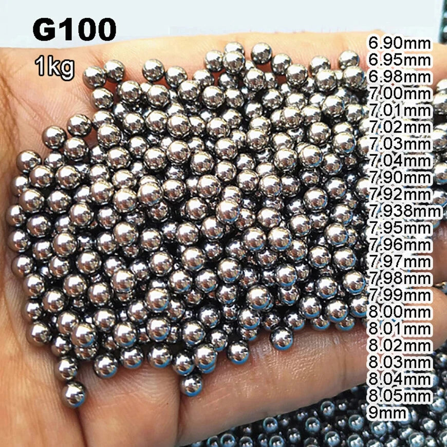 1KG Bicycle 45# Steel Ball Bearing G100 Replacement Bearings Size: 6.90mm-8.05mm
