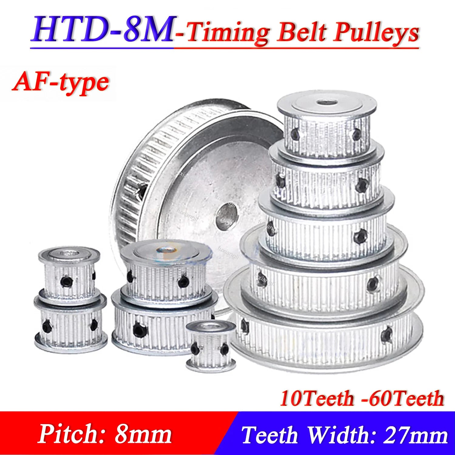HTD-8M 10T-60T Timing Belt Pulley Pitch 8mm AF-type Synchronous Wheel Width 27mm