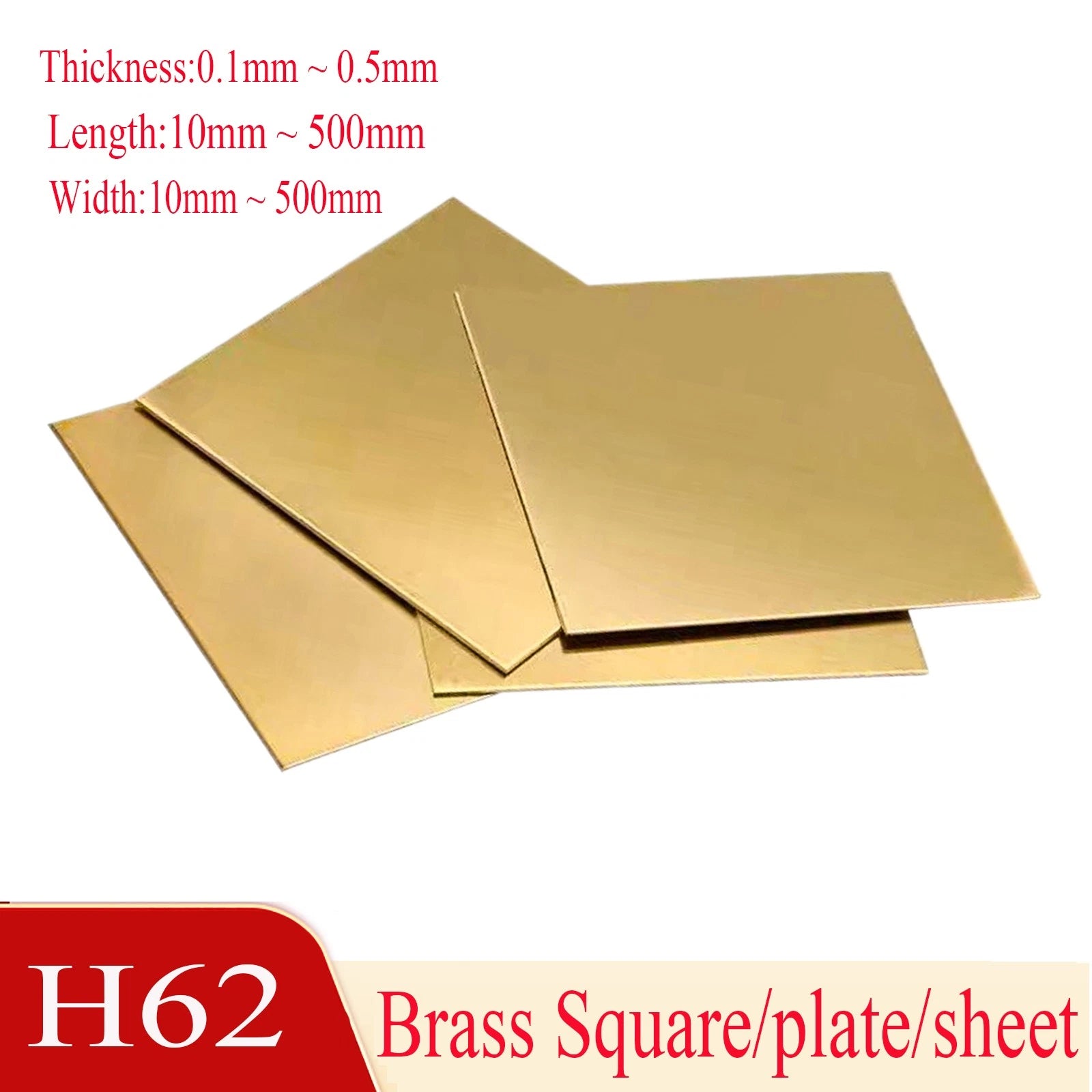 Brass Square/plate/sheet 0.1mm To 0.5mm - Brass Sheet Metal Guillotine Cut