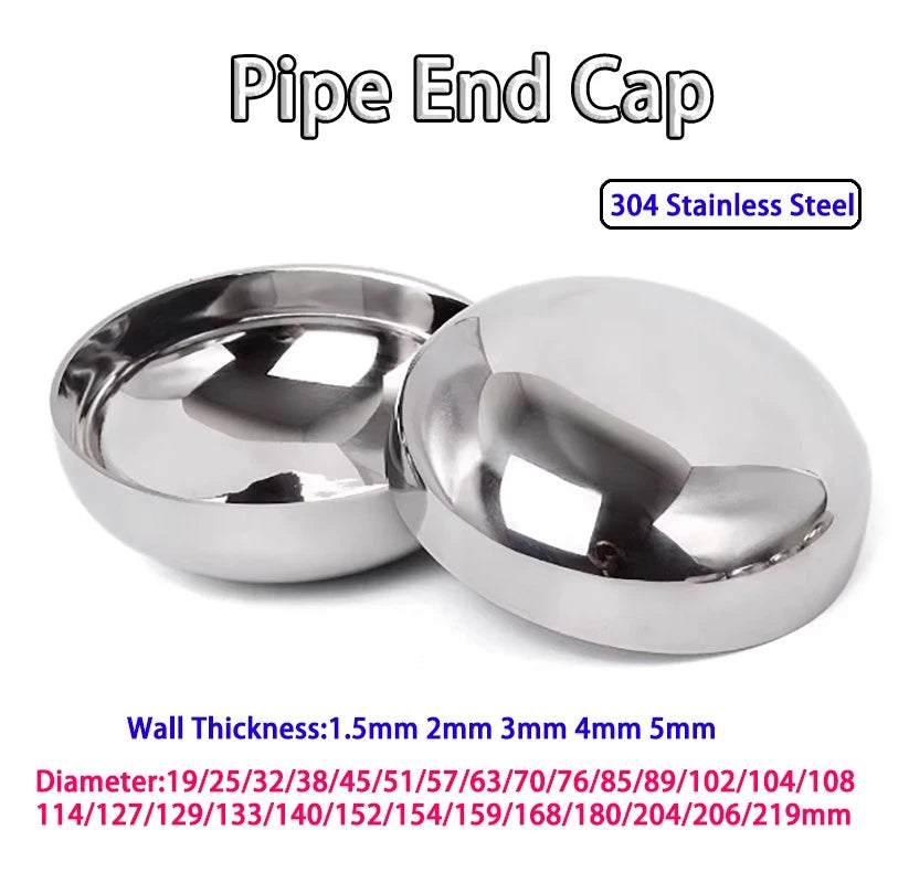 304 Stainless Steel Pipe End Cap — Welded Fitting Φ19–219mm