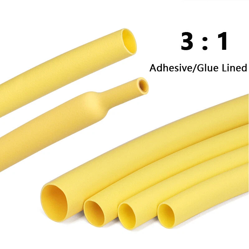 3:1 Yellow Adhesive Heat Shrink Tubing – Glue Lined Waterproof Sleeving