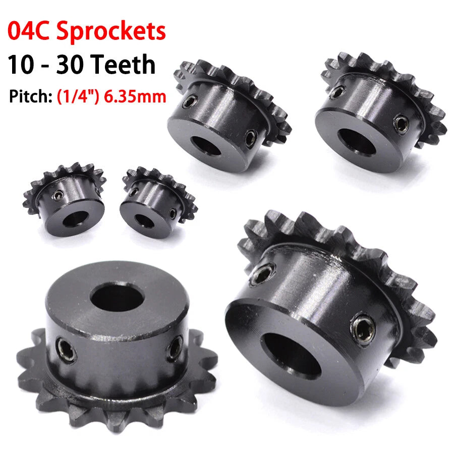 45# Steel Roller Chain Sprockets 10T - 30T Pitch 1/4" 6.35mm 04C Drive Sprocket