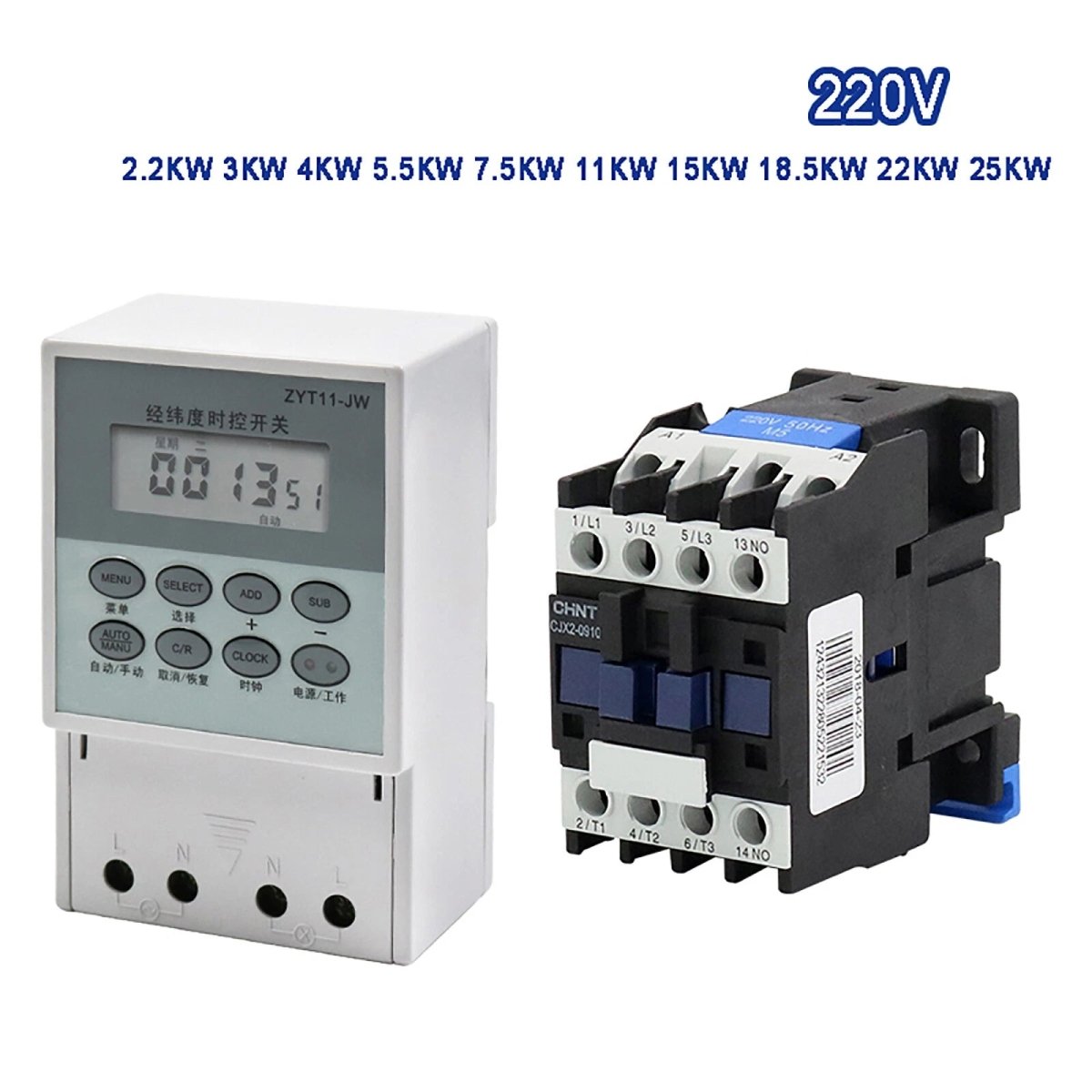 ZYT11 - JW Controller Contactor 2.2KW~25KW Power Supply Timing Switch Timing Controller 220V Controller - HomeDIYer