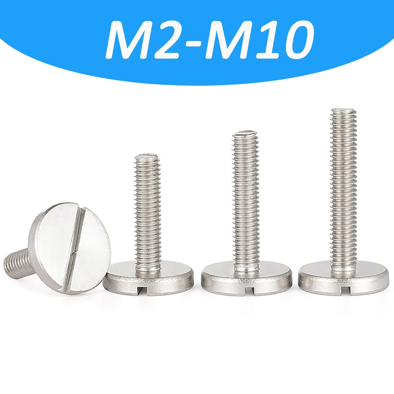 A2 Stainless Steel Slotted Large Head Machine Screws — Wide Pan Bolt DIN 921 | M2–M10